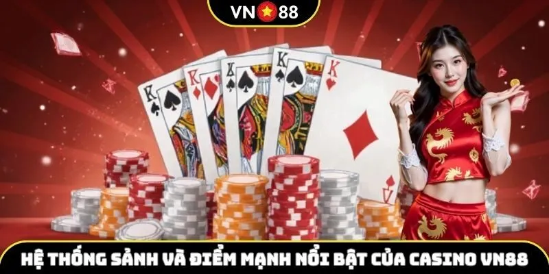 Hệ thống sảnh và điểm mạnh nổi bật của casino VN88