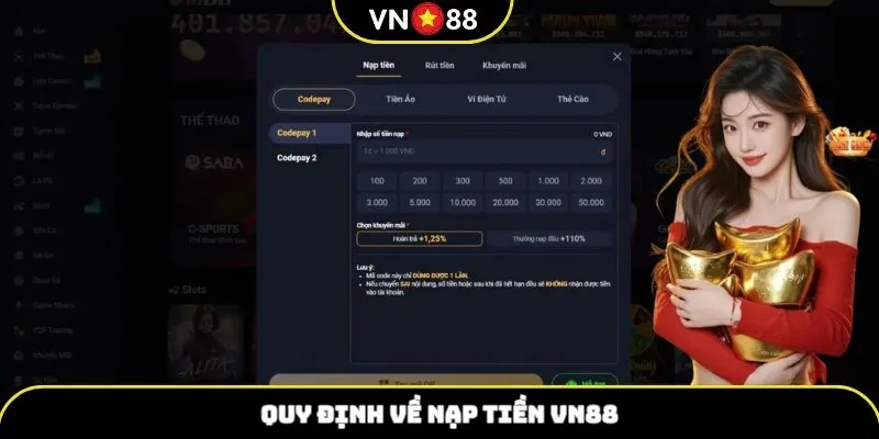 Quy định về nạp tiền VN88